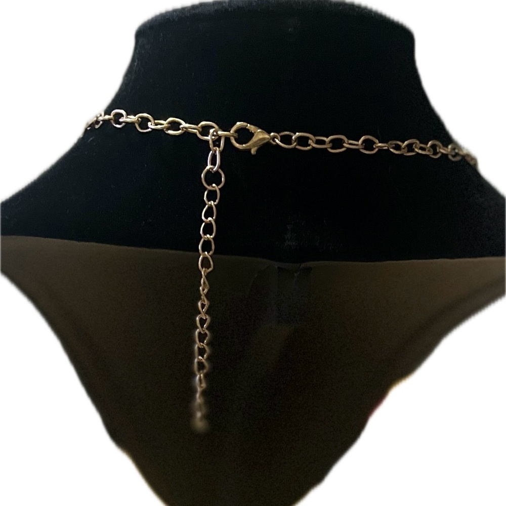 Betsey Johnson Leaf Black & Gold w/Black Crystal Statement Necklace - Picture 3 of 3